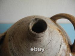 Antique French rustic decorative demijohn jar, 19th century toupine bottle
