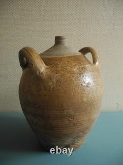 Antique French rustic decorative demijohn jar, 19th century toupine bottle