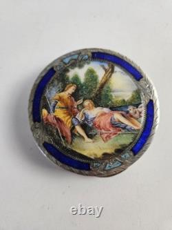 Antique Italian Silver and Enamel Powder Compact