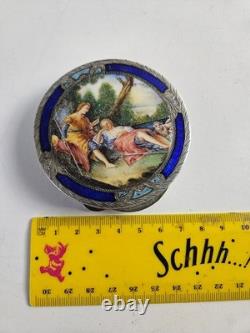 Antique Italian Silver and Enamel Powder Compact