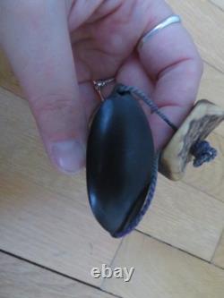 Antique Japanese Lacquered Medical Inro Box with Naturalistic Decorations and Deer Ojime