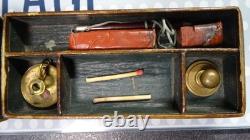 Antique Leather Sealing Set Case with Inlaid First Name, 19th Century