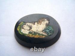 Antique Miniature Micro Mosaic Dog Spaniel Dog Onyx Micromosaic Mosaic Cane