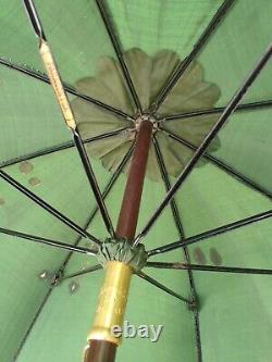 Antique Paragon De Fox Umbrella Parasol with Finely Decorated Rose Quartz Handle