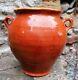 Antique Pot à Confit Provençal Pottery With Brown-orange Glaze And Yellow Interior