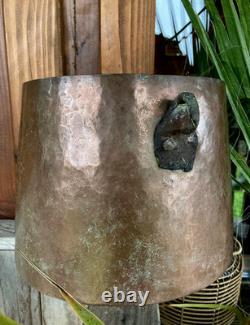 Antique Rustic Hammered Copper Witch's Cauldron Inverted Truncated Cone 19th Century