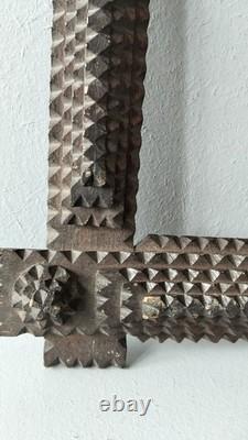 Antique Tramp Art, Carved Wooden Frame, United States, 19th Century / 1870–1940