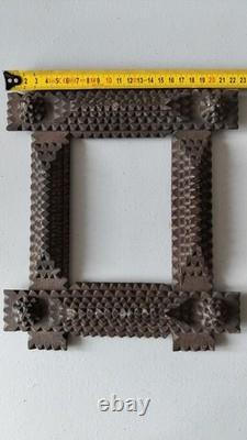 Antique Tramp Art, Carved Wooden Frame, United States, 19th Century / 1870–1940