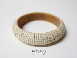 Antique White Celluloid Bracelets Decorated with 19th-20th Century Patterns