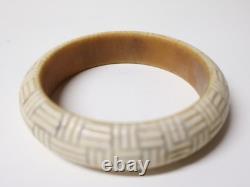 Antique White Celluloid Bracelets Decorated with 19th-20th Century Patterns