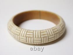 Antique White Celluloid Bracelets Decorated with 19th-20th Century Patterns