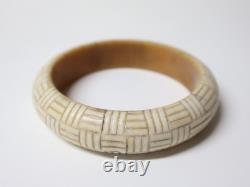 Antique White Celluloid Bracelets Decorated with 19th-20th Century Patterns