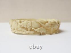 Antique White Celluloid Bracelets Decorated with 19th-20th Century Patterns
