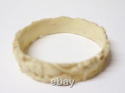 Antique White Celluloid Bracelets Decorated with 19th-20th Century Patterns