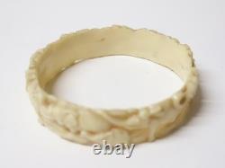 Antique White Celluloid Bracelets Decorated with 19th-20th Century Patterns