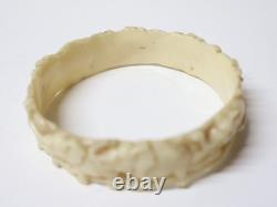 Antique White Celluloid Bracelets Decorated with 19th-20th Century Patterns