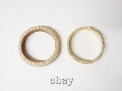 Antique White Celluloid Bracelets Decorated with 19th-20th Century Patterns