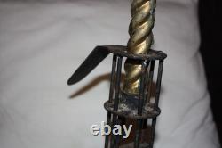 Antique Wrought Iron Folk Art Cellar Candlestick