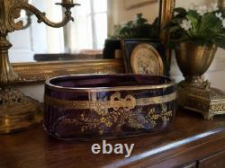 Antique amethyst glass and gilt jardinière attributed to Moser Karlsbad