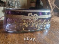 Antique amethyst glass and gilt jardinière attributed to Moser Karlsbad