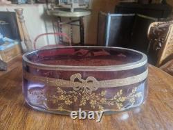Antique amethyst glass and gilt jardinière attributed to Moser Karlsbad