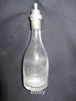 Antique blown glass and cracked tin 19th century popular art feeding bottle