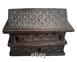 Antique carved and decorated wooden box