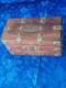 Antique Cigar Box Wooden Case With Yellow Copper Fittings