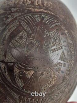 Antique coconuts - carved coconut nuts popular art - A Memory Rivas Nic C. A