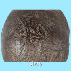 Antique coconuts carved coconut palm popular art A Memory Rivas Nic C. A