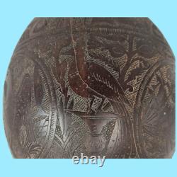 Antique coconuts carved coconut palm popular art A Memory Rivas Nic C. A