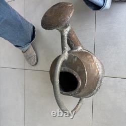 Antique copper baluster watering can, dovetail handle, 19th century