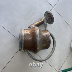 Antique copper baluster watering can, dovetail handle, 19th century