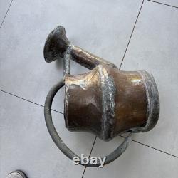 Antique copper baluster watering can, dovetail handle, 19th century