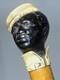 Antique Dandy&rsquo;s Cane, Late 19th Century, Ebony Carved Handle With A Black Man&rsquo;s Head Pommel