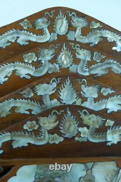 Antique letter holder box Indochina Mother-of-pearl Bat dragons 1900