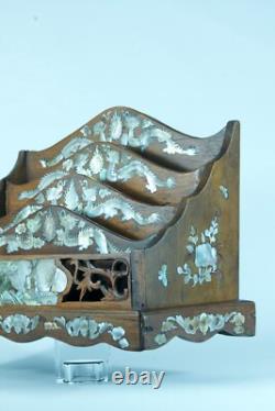 Antique letter holder box Indochina Mother-of-pearl Bat dragons 1900