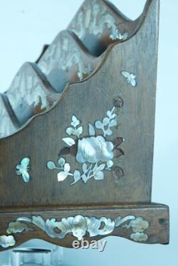 Antique letter holder box Indochina Mother-of-pearl Bat dragons 1900