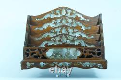 Antique letter holder box Indochina Mother-of-pearl Bat dragons 1900