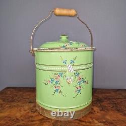 Antique rare enamelware chamber pot comfort bucket night vase