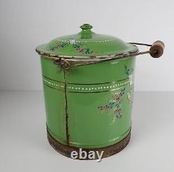 Antique rare enamelware chamber pot comfort bucket night vase