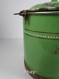 Antique rare enamelware chamber pot comfort bucket night vase