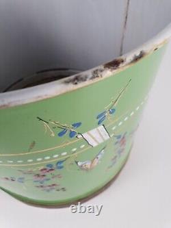 Antique rare enamelware chamber pot comfort bucket night vase