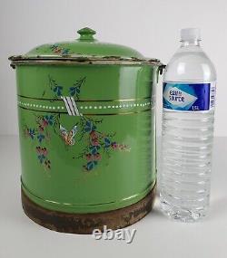 Antique rare enamelware chamber pot comfort bucket night vase