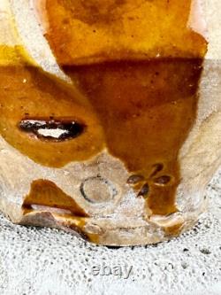 Antique small confit pot, yellow glazed terracotta, earthenware, Southwest, 19th century