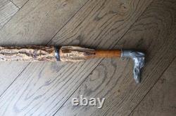 Antique trompe-l'œil umbrella cane with dog head