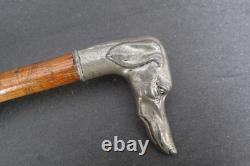 Antique trompe-l'œil umbrella cane with dog head