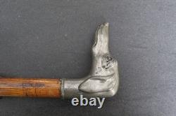 Antique trompe-l'œil umbrella cane with dog head