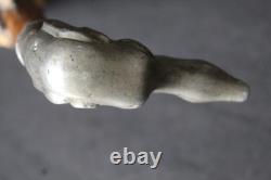 Antique trompe-l'œil umbrella cane with dog head