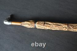 Antique trompe-l'œil umbrella cane with dog head